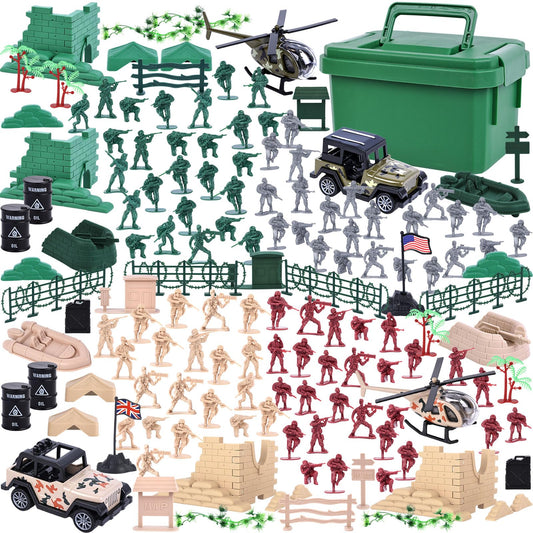 Three Otters army playset soldiers ready for imaginative battlefield scenarios.