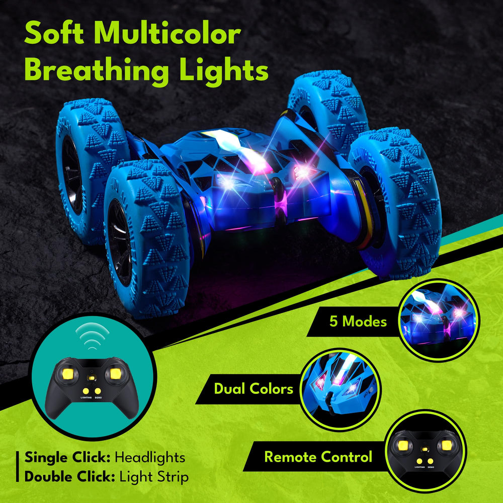 Threeking RC car performing 360-degree flips for exciting stunts
