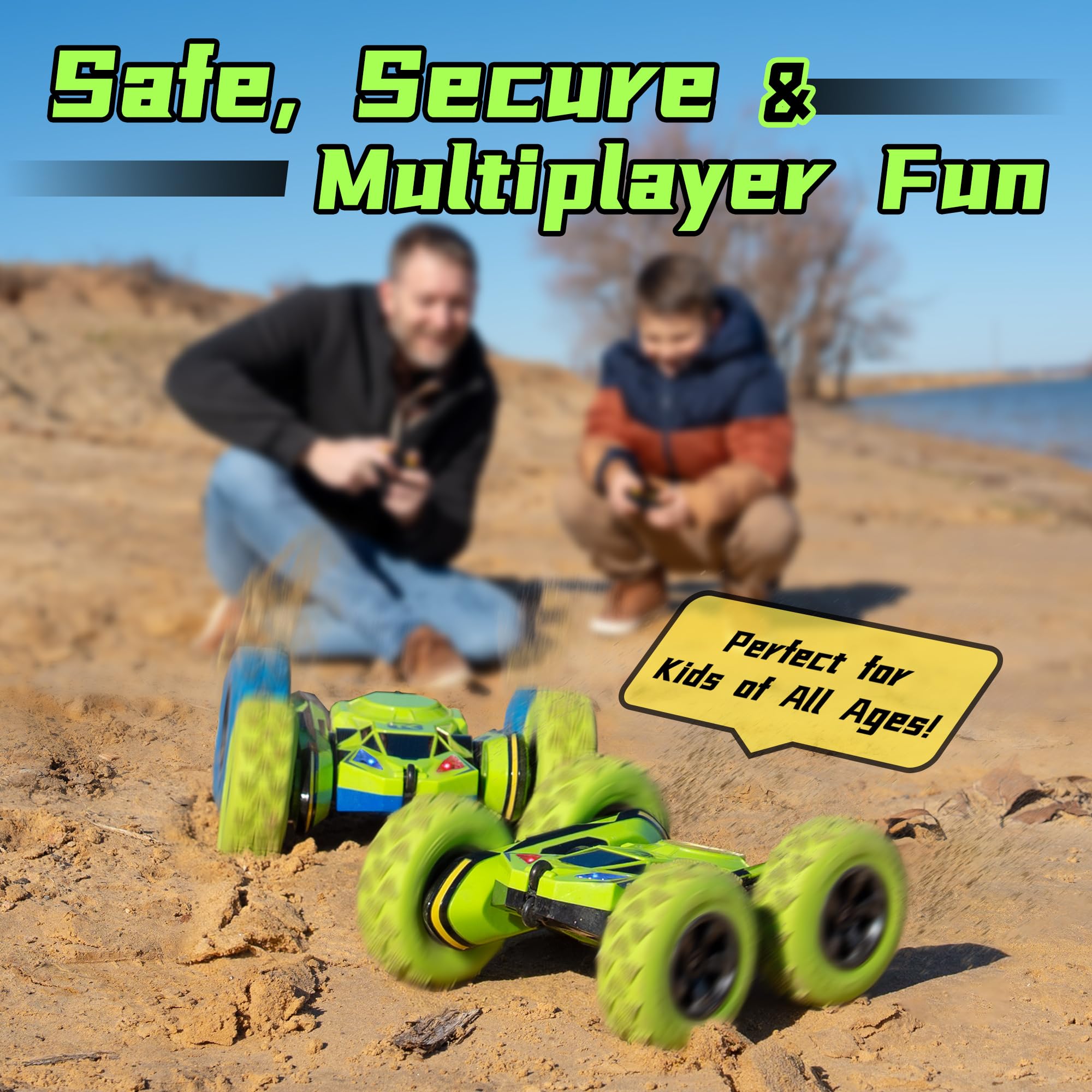 Threeking remote control car green breathing lights enhance nighttime fun