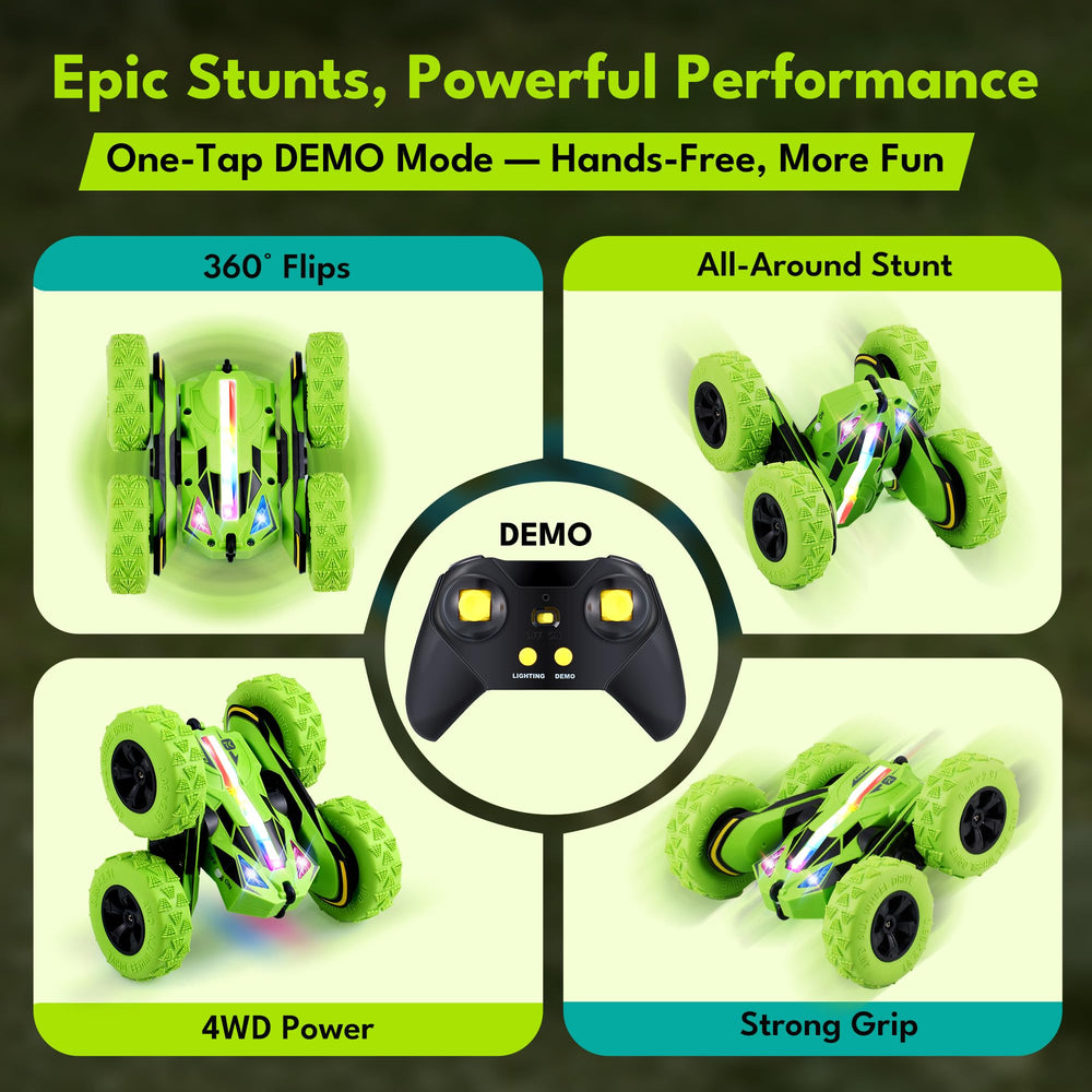 Threeking RC car side view highlighting dual-battery modular design.