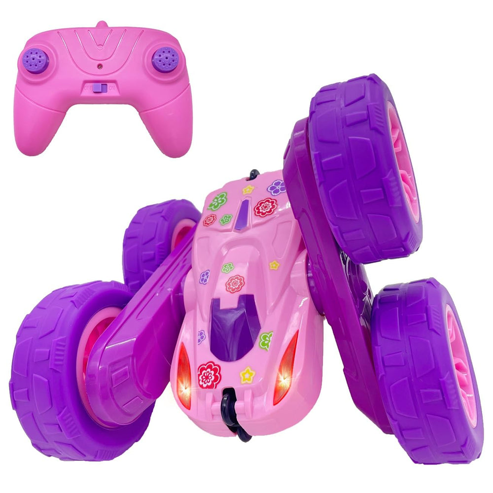 Threeking RC Stunt Car pink shell; ideal for imaginative indoor play.