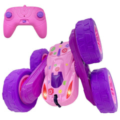 Threeking RC Stunt Car pink shell; ideal for imaginative indoor play.