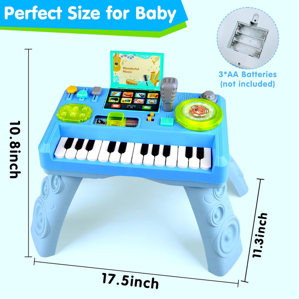 Thremhoo Baby DJ Table LED DJ turntable invites interactive music exploration and pretend play.