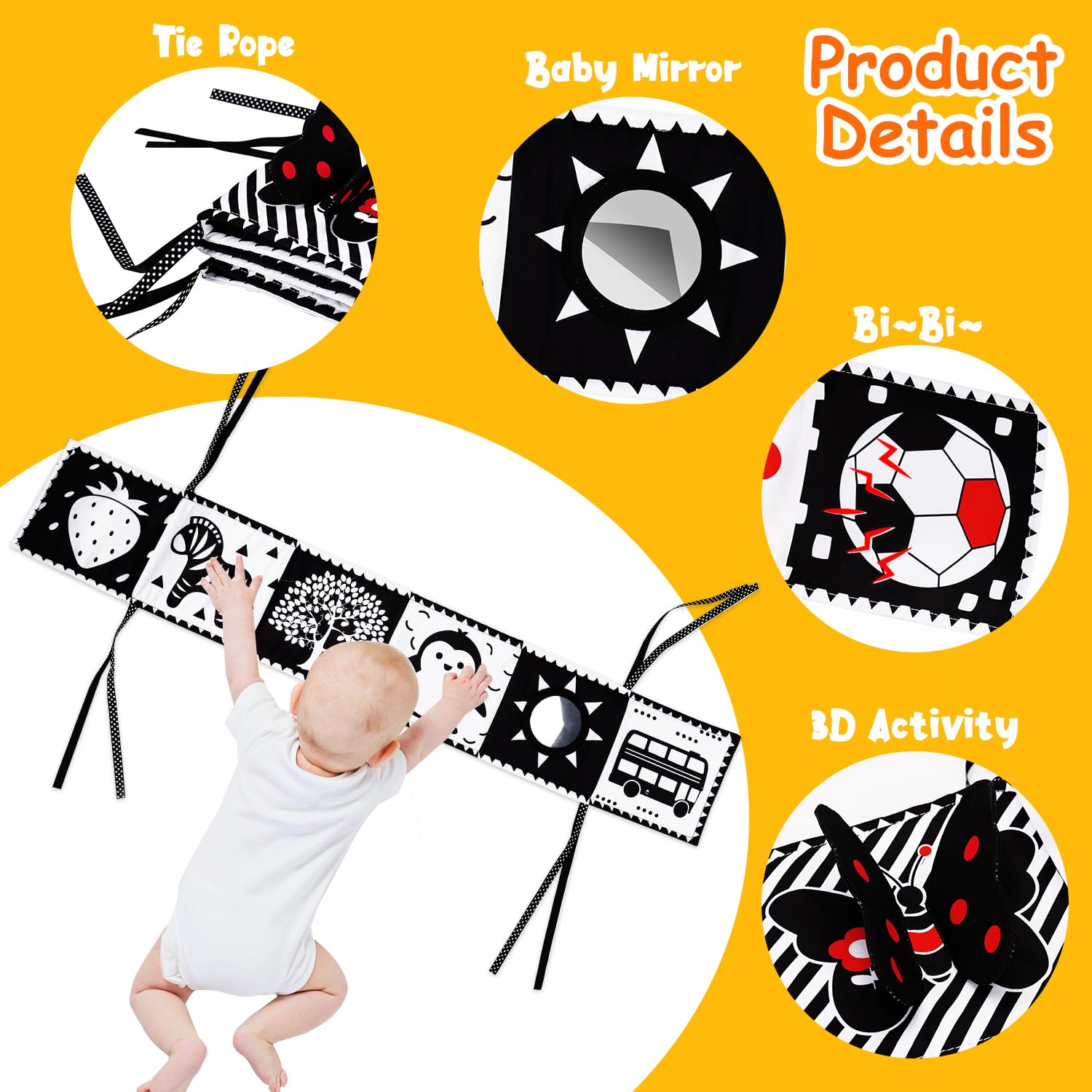 Thremhoo baby mirror toy encourages self-discovery and gaze engagement