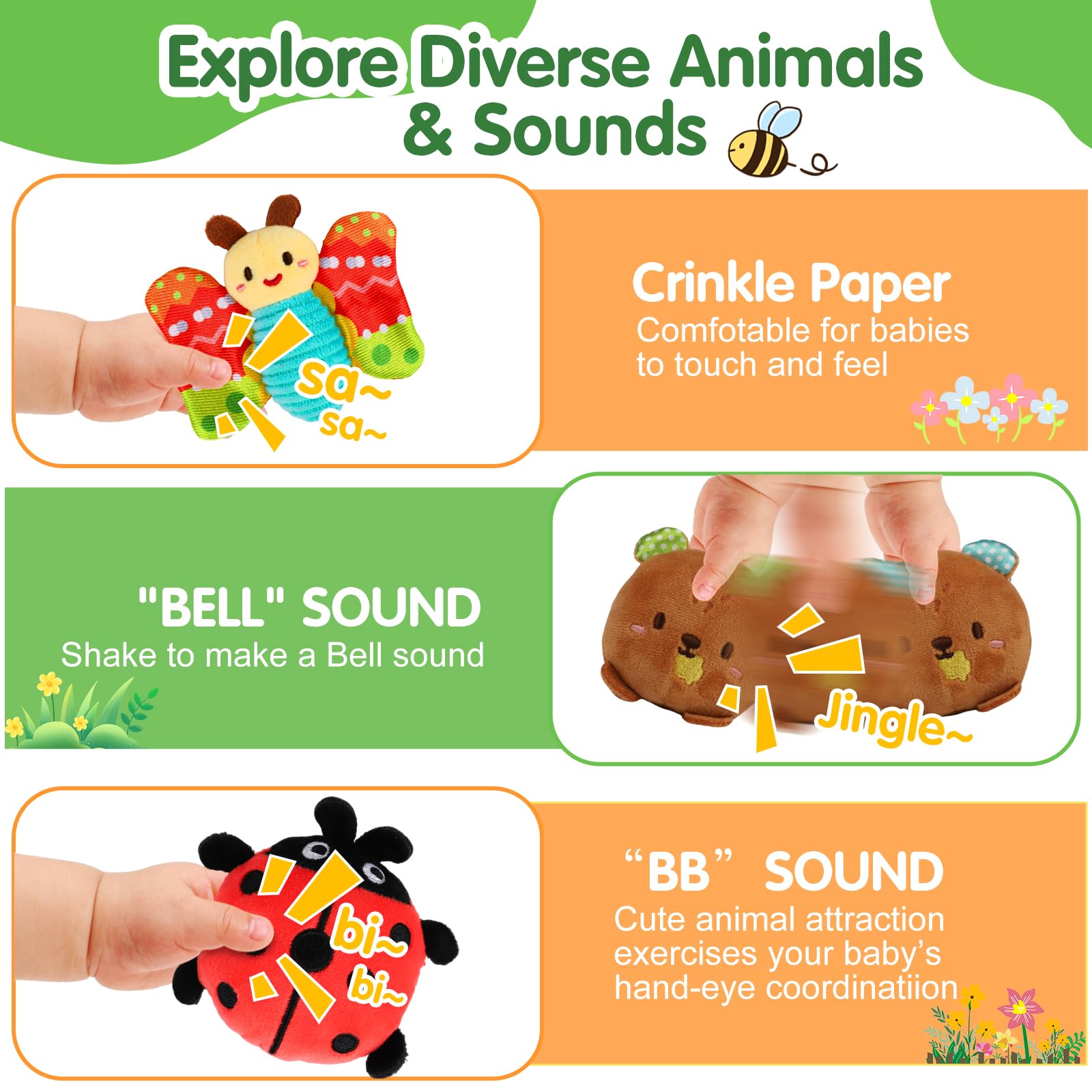 Thremhoo Beehive bear toy supports soft grip and cuddly play