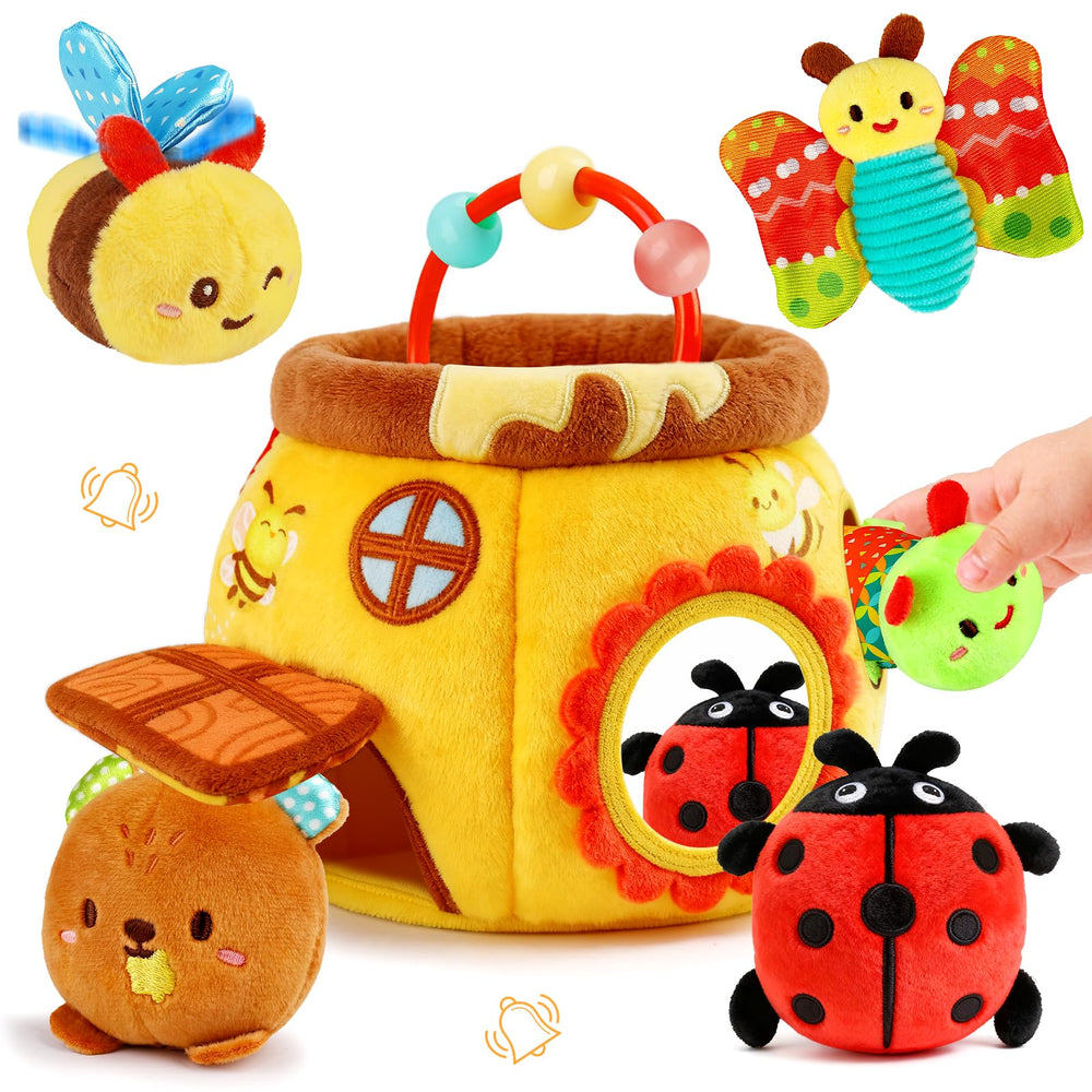 Thremhoo Beehive bee toy engages fingers with bright colors and soft textures