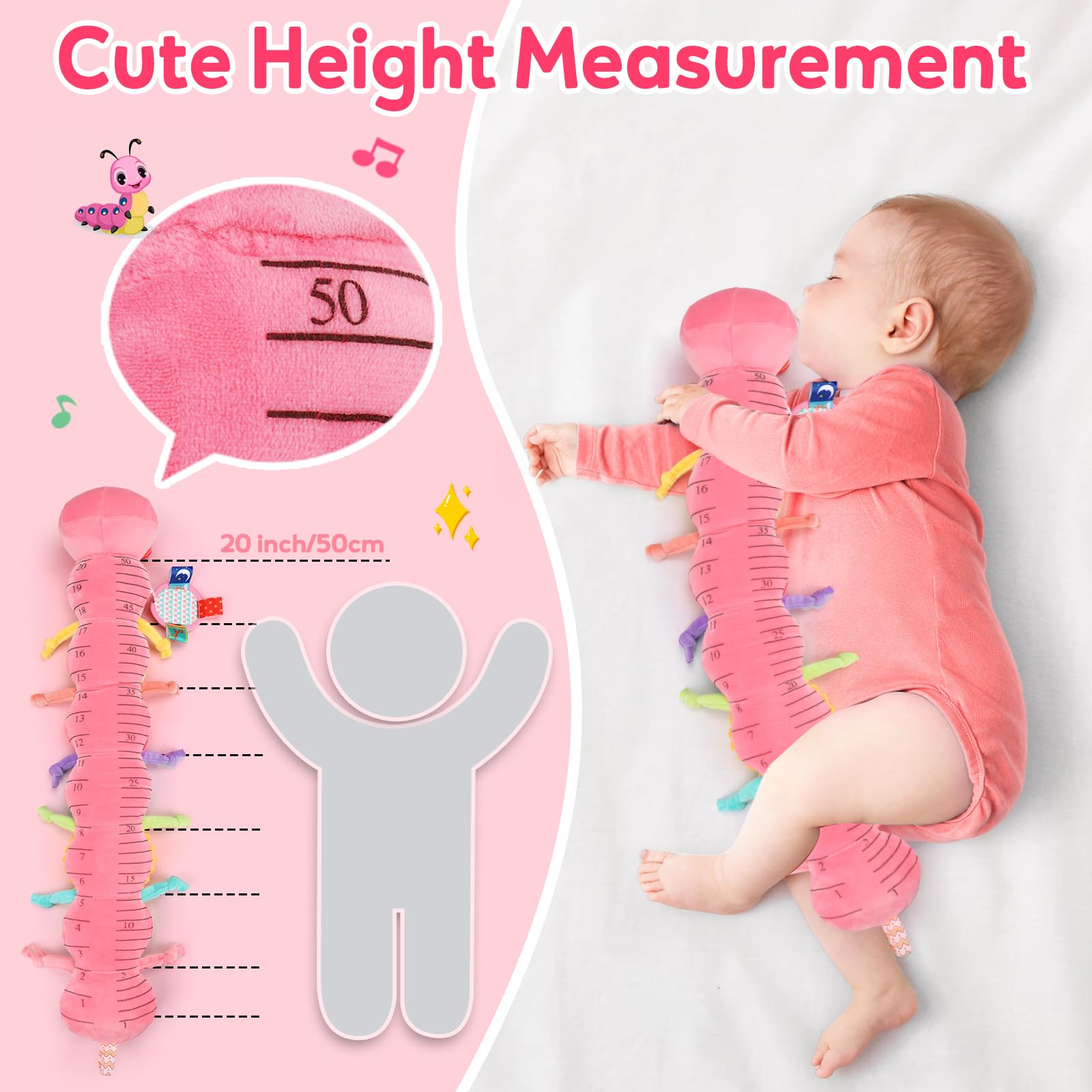 Thremhoo caterpillar features bi-bi sounder for gentle surprises during playtime.