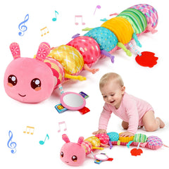 Thremhoo caterpillar toy with back ruler for easy height measurement during tummy time.