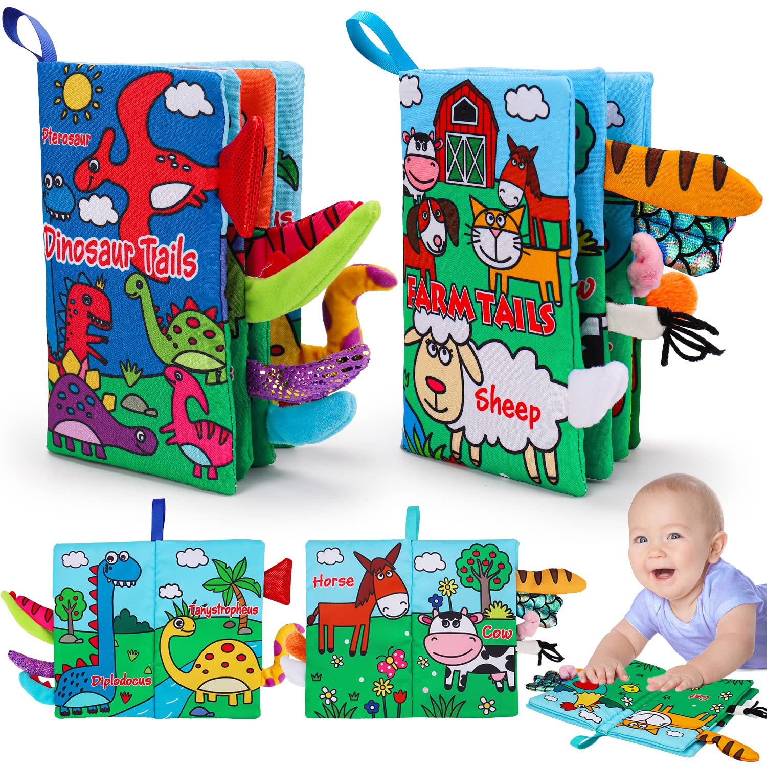 Thremhoo crinkle baby book front cover enhances visual tracking for curious newborns.
