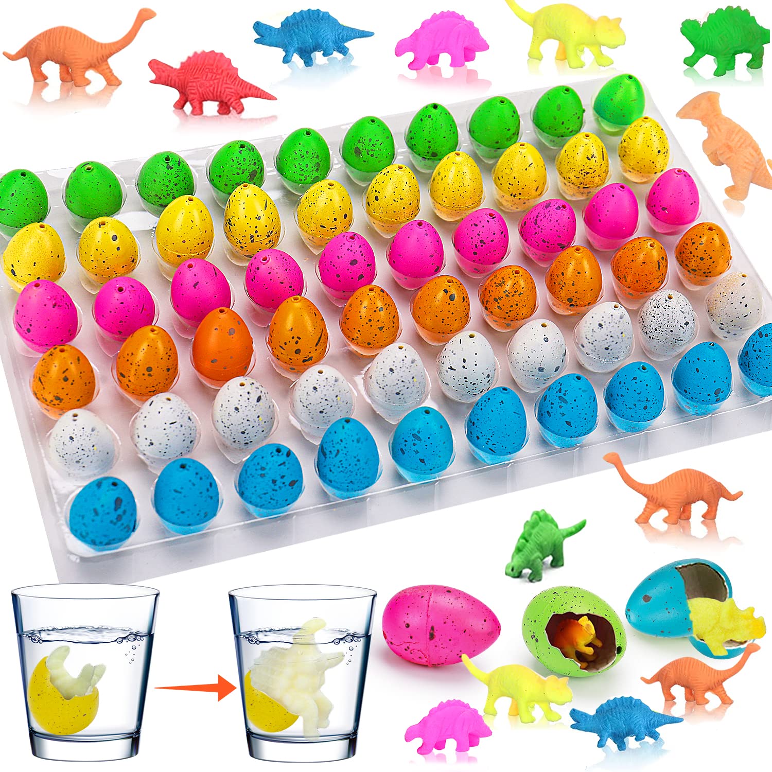 Thremhoo dino eggs pack front view showing 60 eggs for party favors