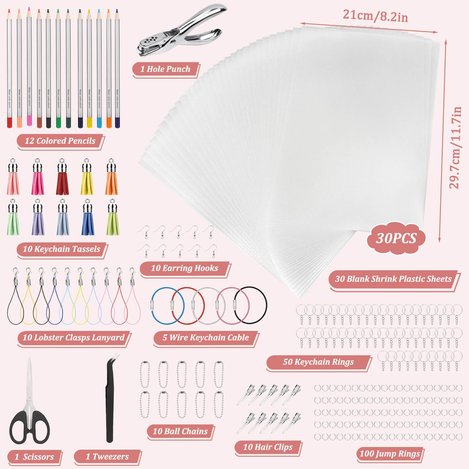 Thrilez Shrinky Plastic Sheets contents include tools and accessories for quick, colorful projects.