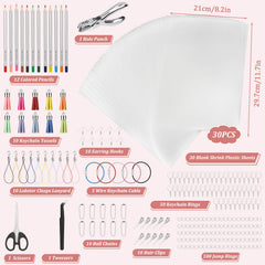 Thrilez Shrinky Plastic Sheets contents include tools and accessories for quick, colorful projects.