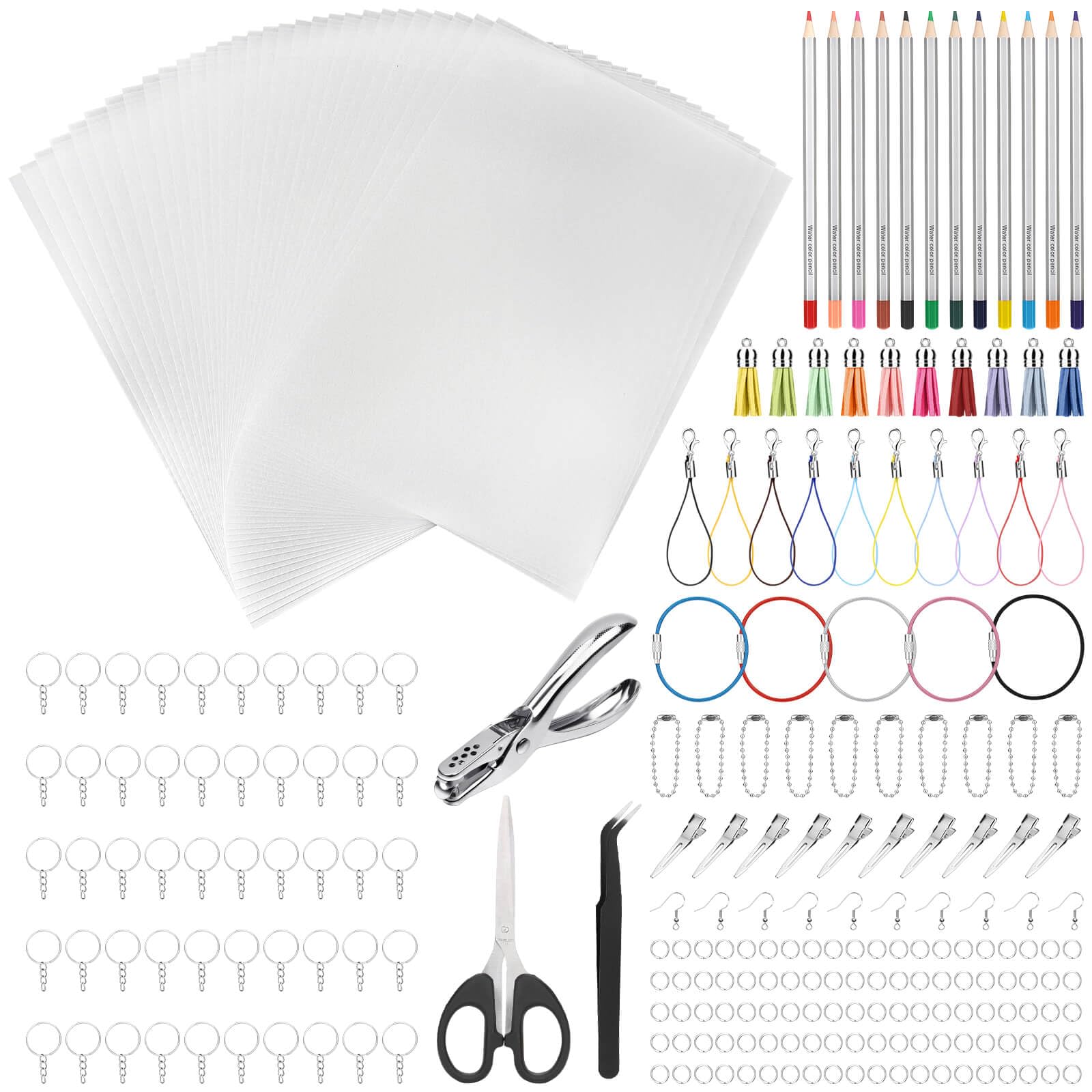 Thrilez Shrinky Plastic Sheets kit packaging, a complete craft set for keychains and charms.