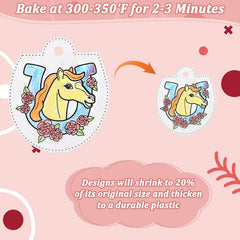 Thrilez Shrinky Plastic Sheets in oven baking process reveals shrinking magic with glossy results.