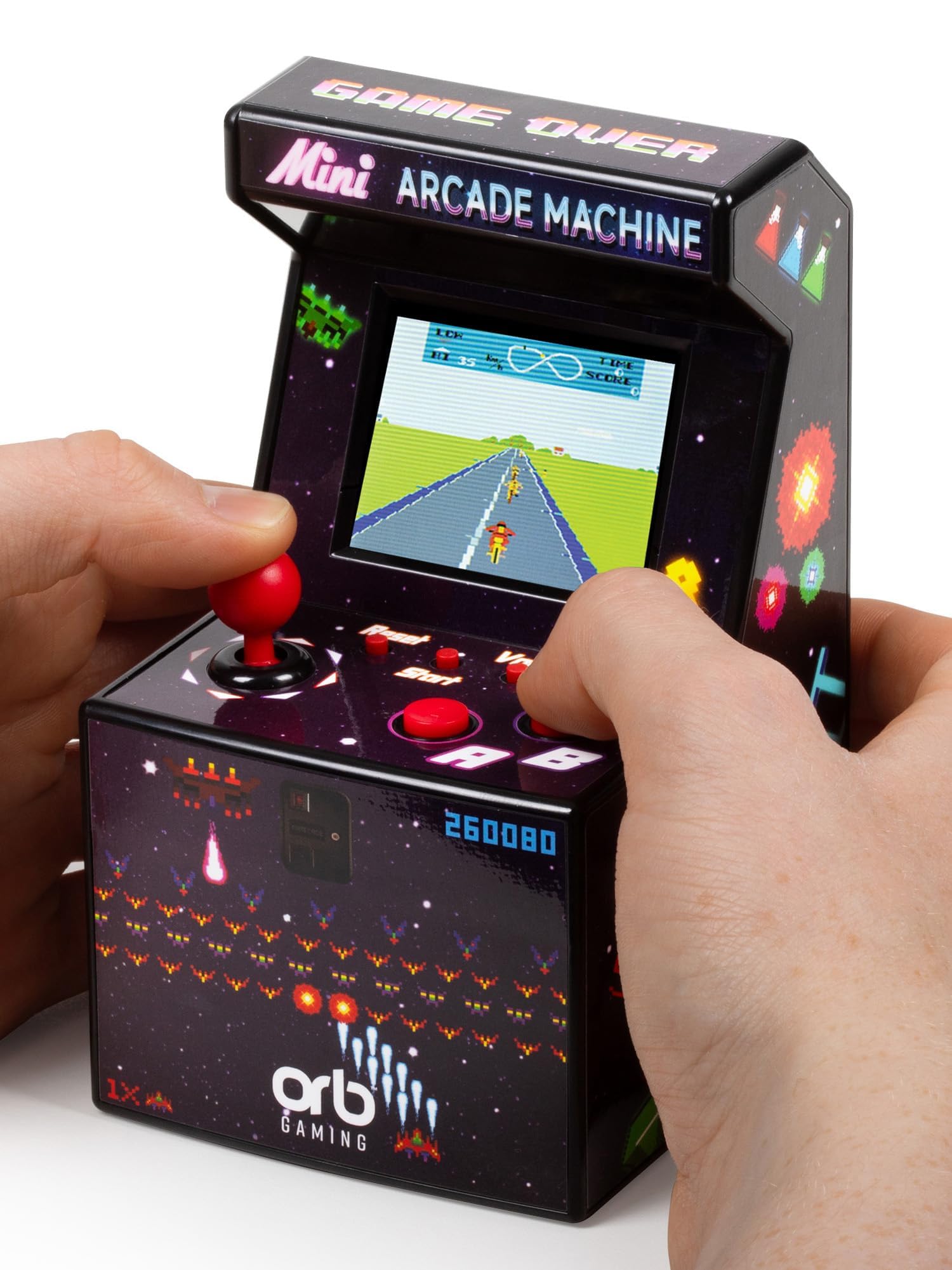 Thumbs Up Mini Arcade front view showing compact handheld retro entertainment