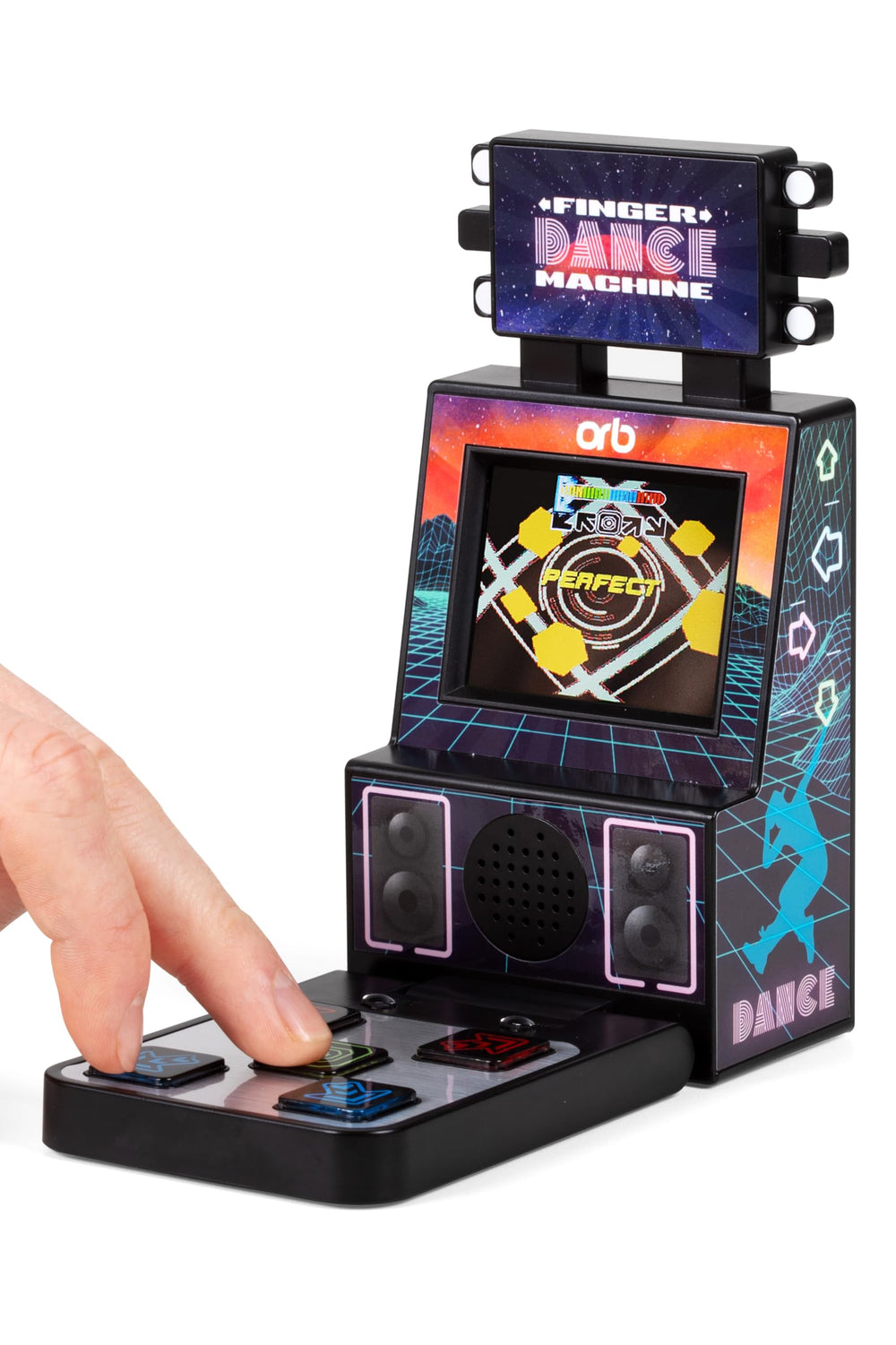 Thumbs Up Orb front view showing compact retro gaming on the go