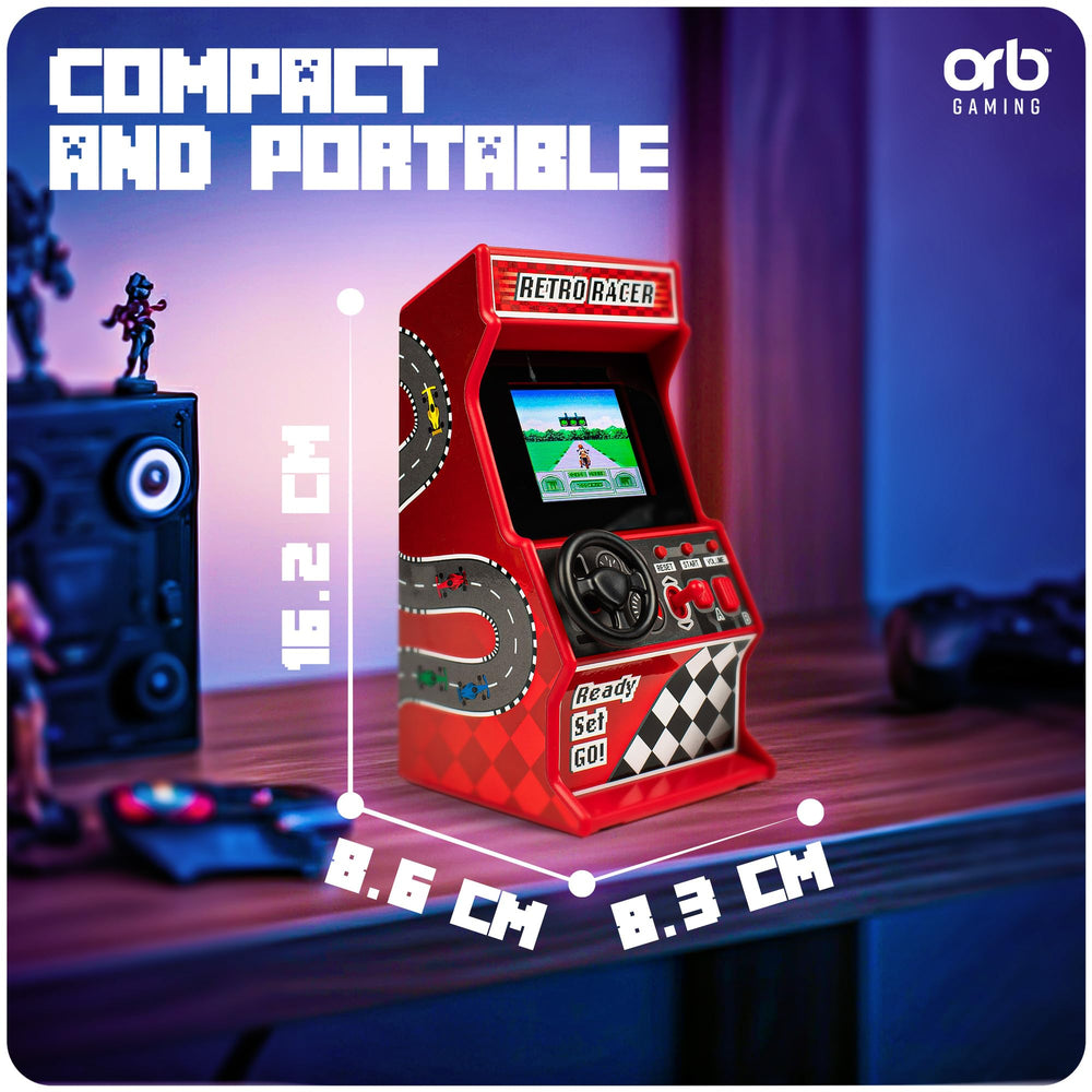 Thumbs Up Orb front view with steering wheel and gear shift for retro feel.