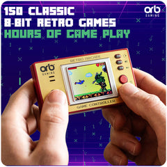 Thumbs Up mini retro console showing an 8-bit screen with sharp visuals.