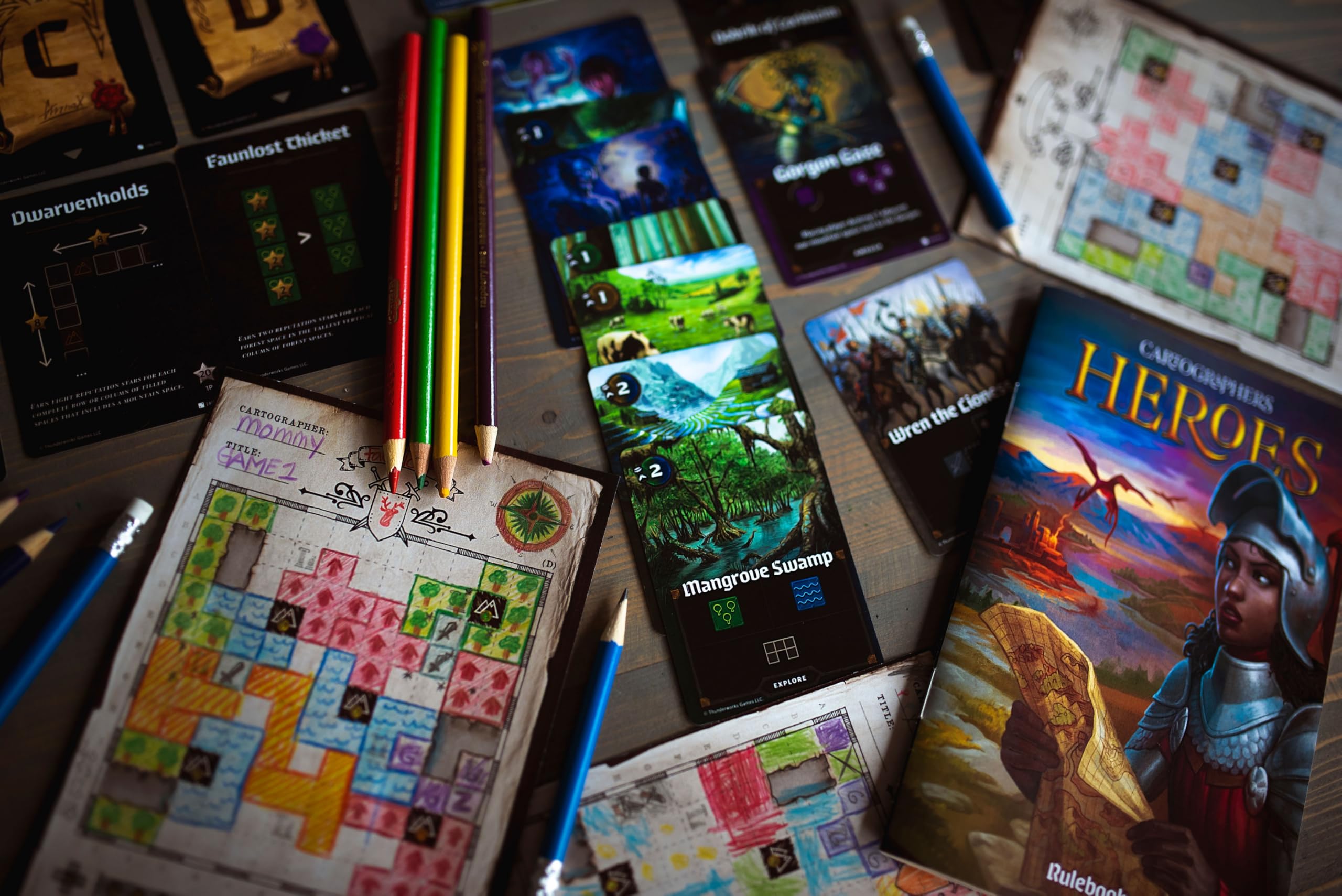 Cartographers Heroes hero cards show new abilities for strategic defense