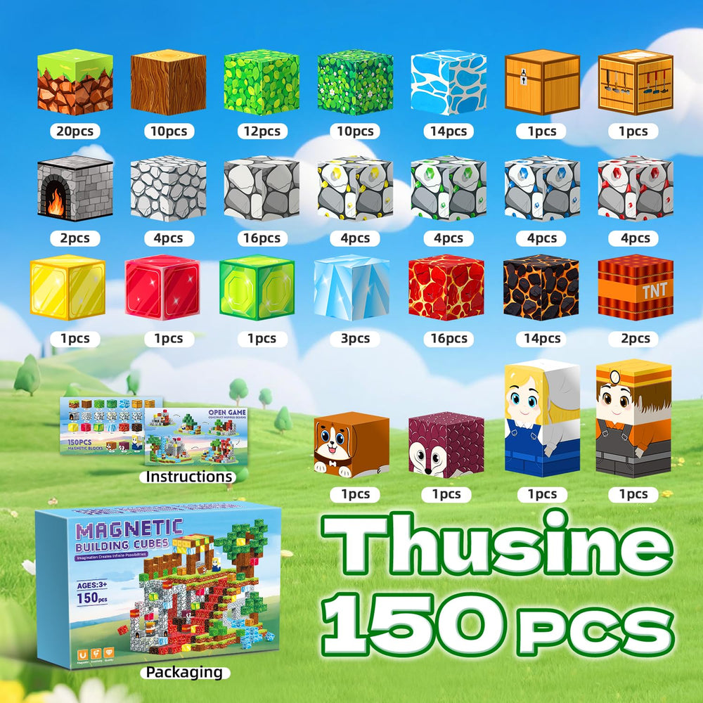Thusine magnetic blocks close-up highlight durable ABS pieces for safe play