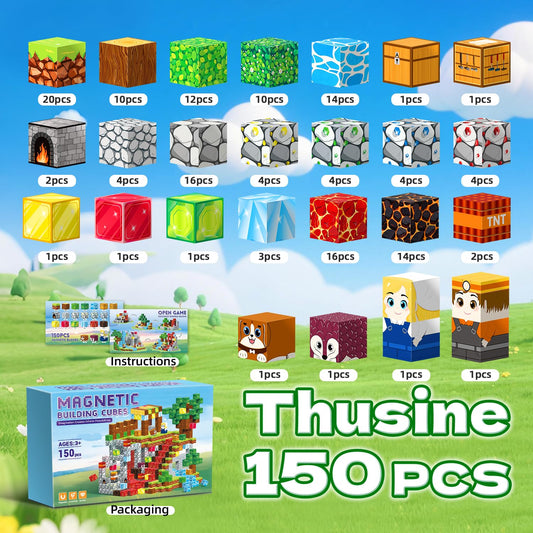 Thusine magnetic blocks close-up highlight durable ABS pieces for safe play