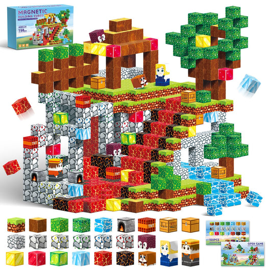 Thusine 150PCS magnetic blocks hero image showing vibrant shapes for creative building