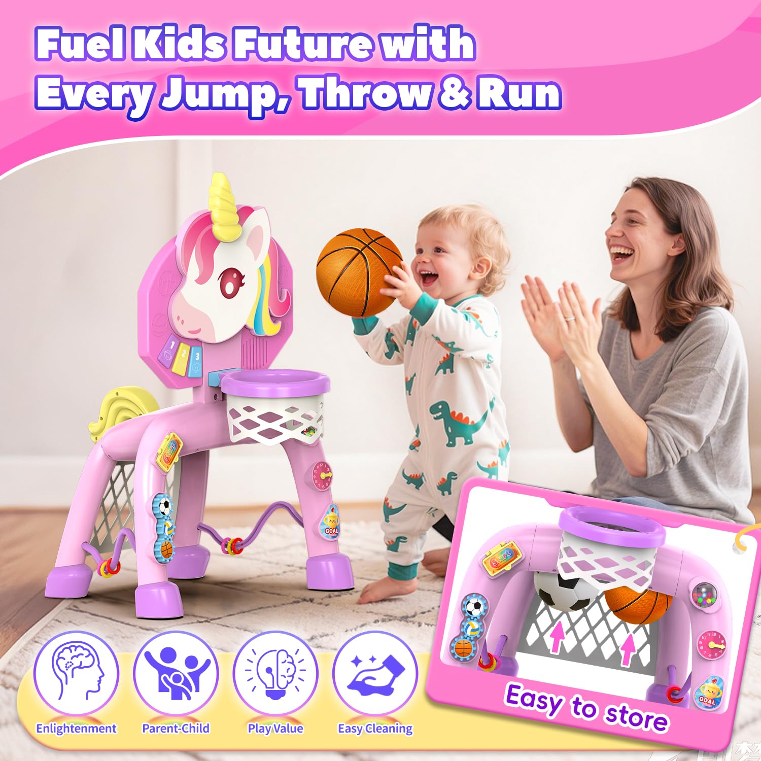 Thusine easy-assembly image demonstrates quick setup for parents.