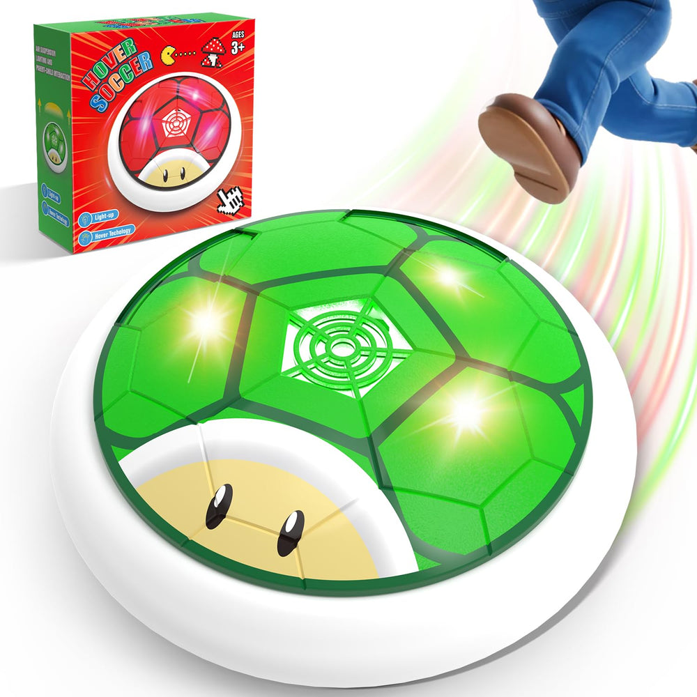 Thusine hover soccer ball green front view for safe indoor play.