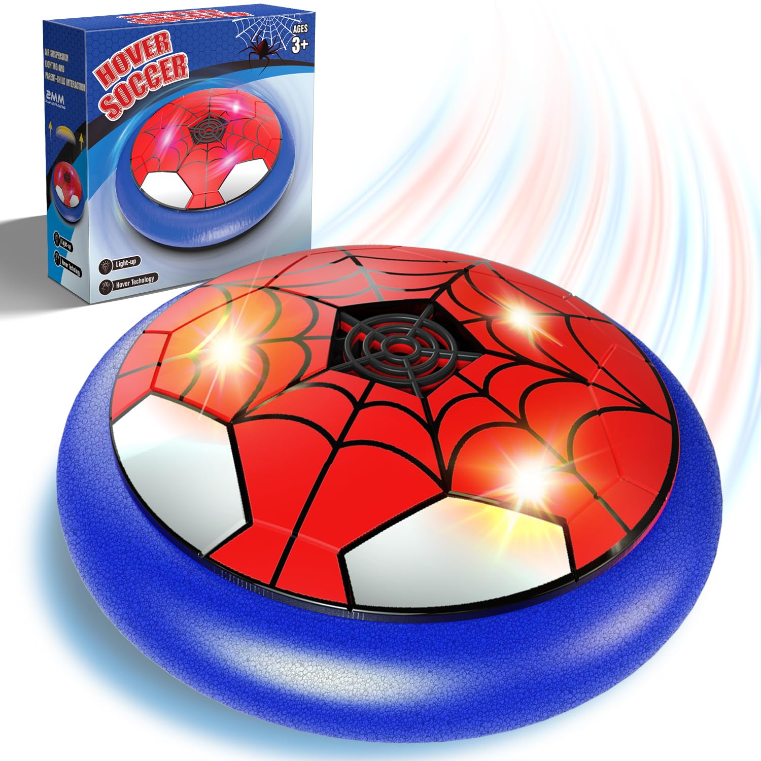 Thusine hover soccer ball with LED lights for engaging indoor play.