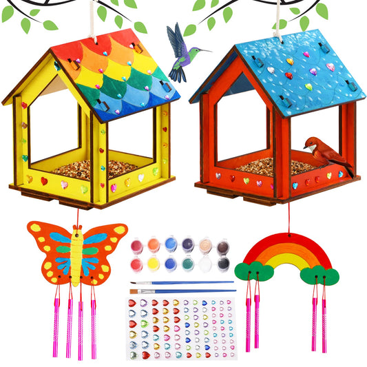THWAS-LIGHT bird feeder wind chime kit ready for painting, outdoorsy crafting joy.