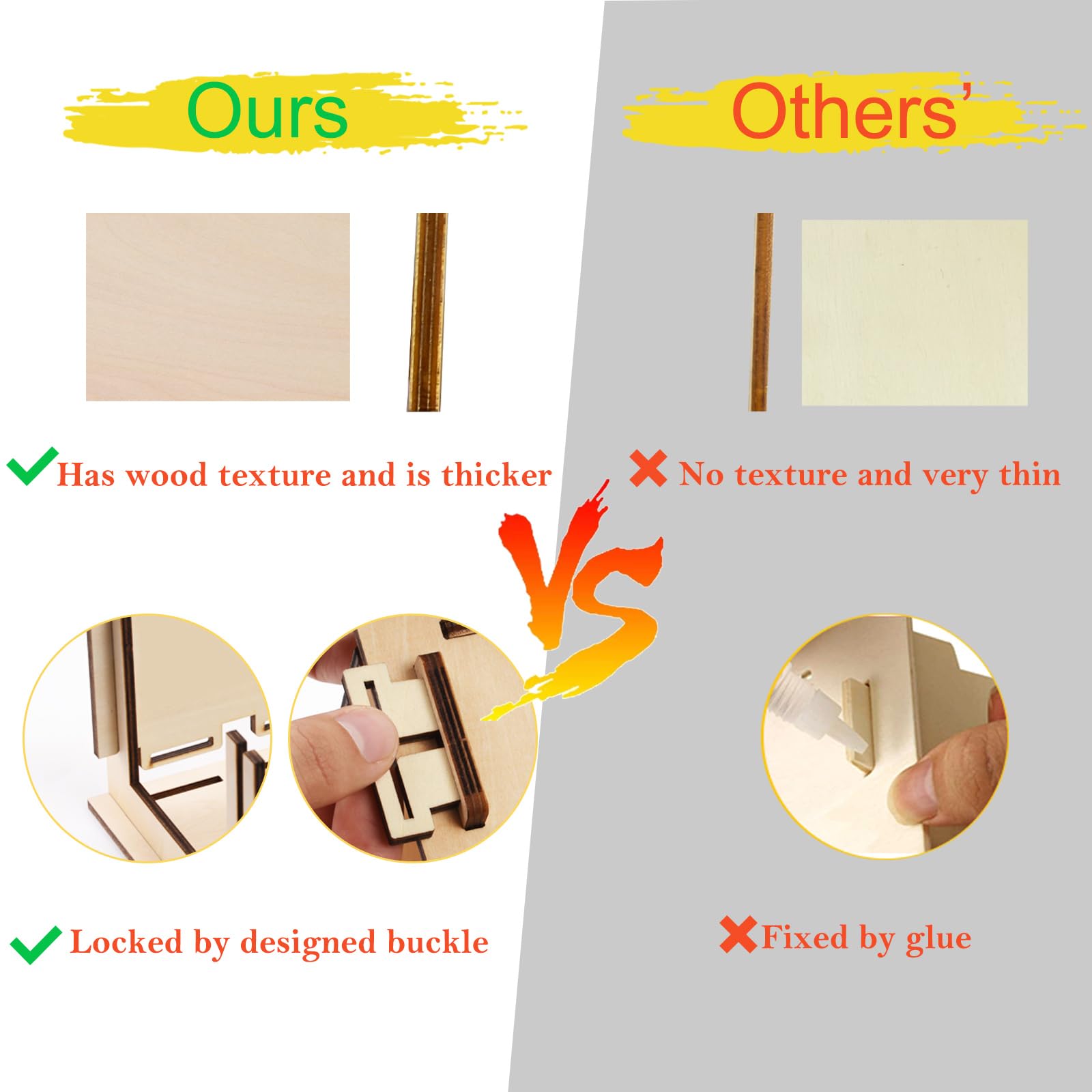 Pre-cut and slotted wood pieces from THWAS-LIGHT ease beginner assembly