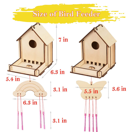 THWAS-LIGHT unfinished wood panels invite kids to paint and customize two feeder wind chimes.