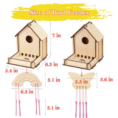THWAS-LIGHT unfinished wood panels invite kids to paint and customize two feeder wind chimes.
