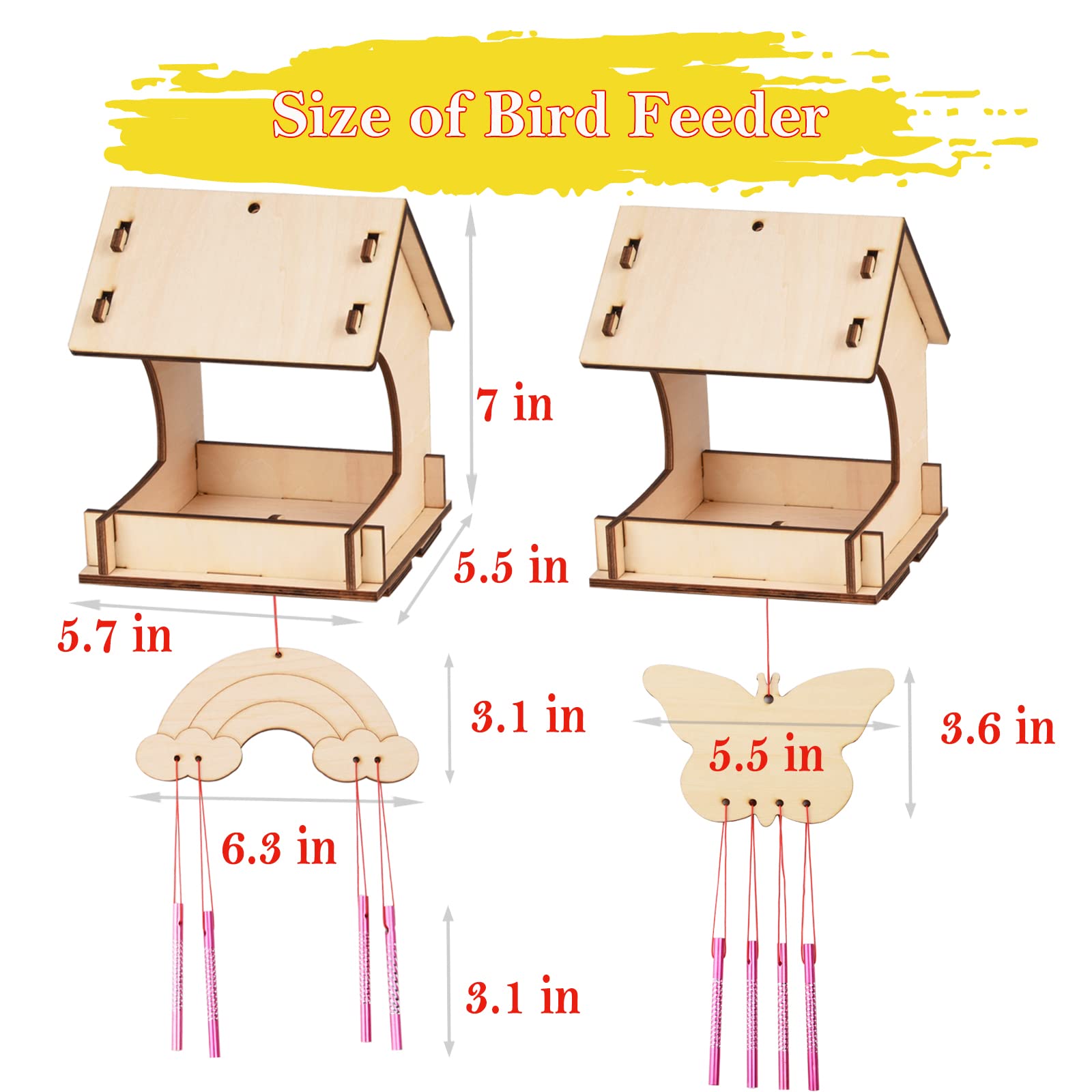 THWAS-LIGHT wooden craft kit with paints and brushes for kids painting projects