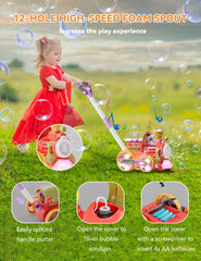 TI-TOO bubble lawn mower push toy supports active toddler movement