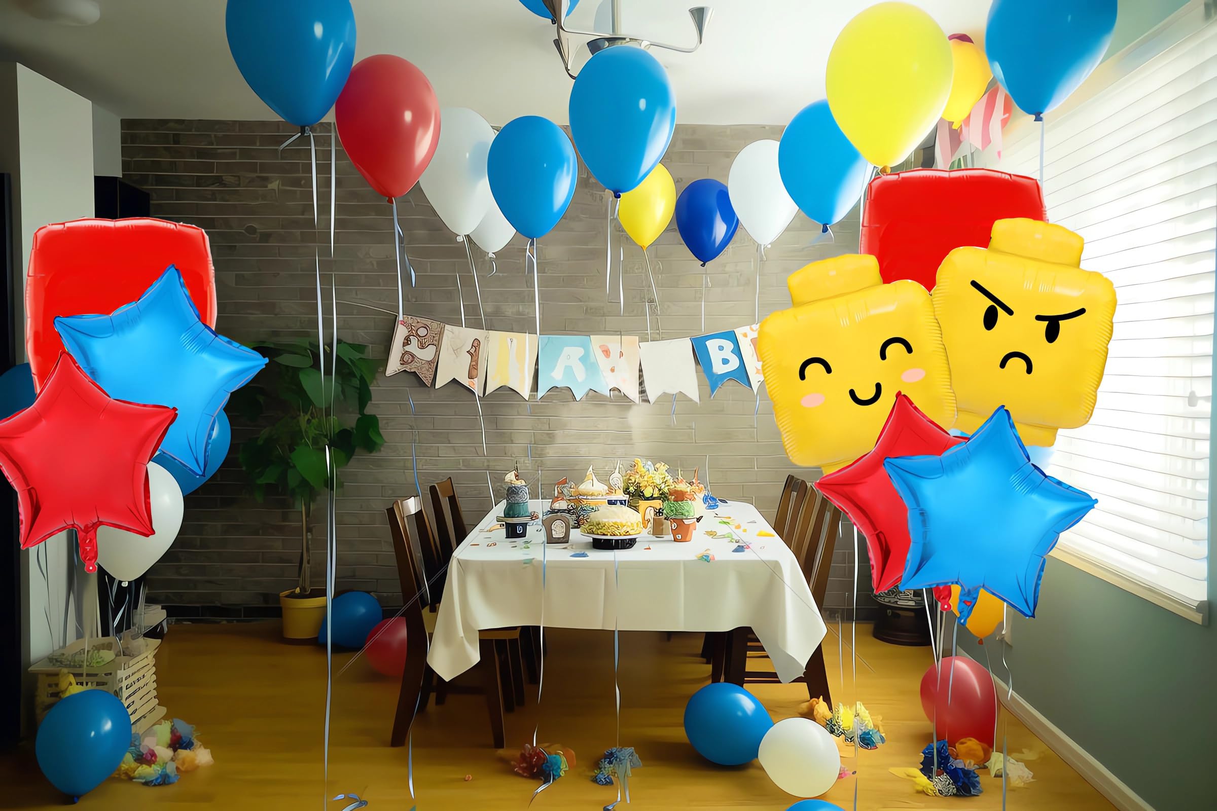 TiAaihion Building Block Balloons red square shapes provide bold contrast for memorable photos and arches.