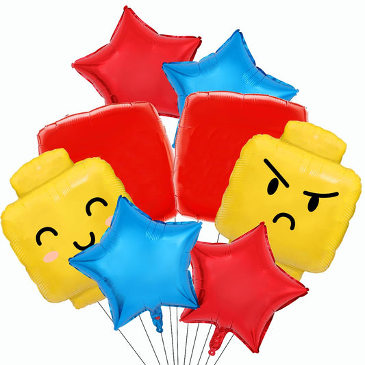 TiAaihion Building Block Balloons in bright yellow blocks brighten party decor and create playful scenes.