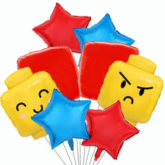 TiAaihion Building Block Balloons in bright yellow blocks brighten party decor and create playful scenes.