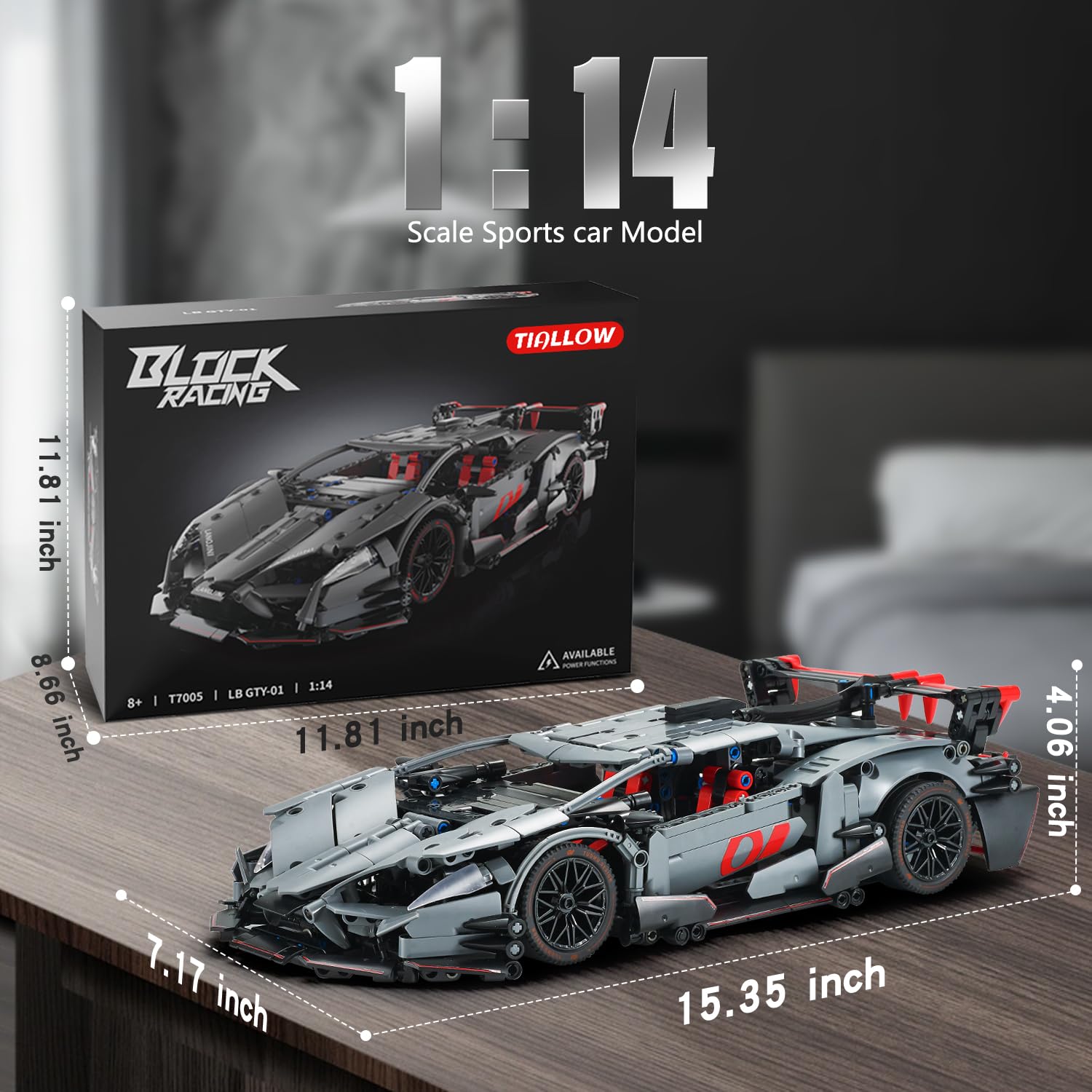 TIALLOW sports car exterior close-up highlights the glossy black finish and aerodynamic contours.