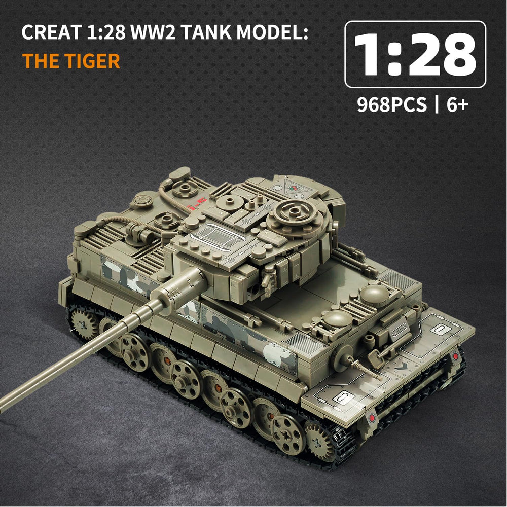 TIALLOW Tiger Tank 1:28 adjustable cannon angle for dynamic play