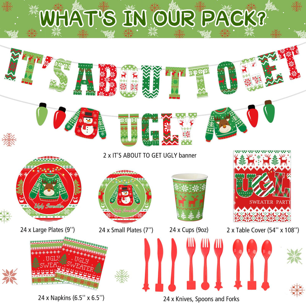 Tiamon 172 ugly-sweater cups and napkins bring playful holiday charm to any table.