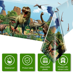 Tiamon dinosaur tablecloth is waterproof, making cleanup after spills quick