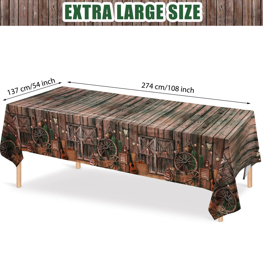 Tiamon Western tablecloth with LED light accents creates warm, retro ambiance.