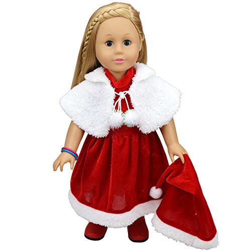 TianBo 18-inch doll clothes red shawl adds seasonal styling.