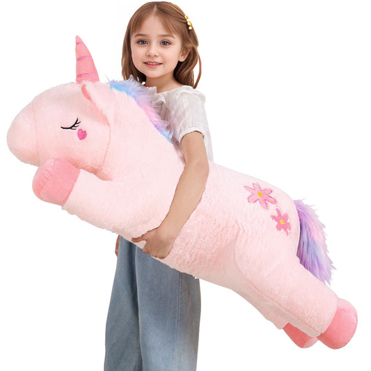 Tianmihou 40-inch pink unicorn plush full-length for cozy hugs and imaginative play.
