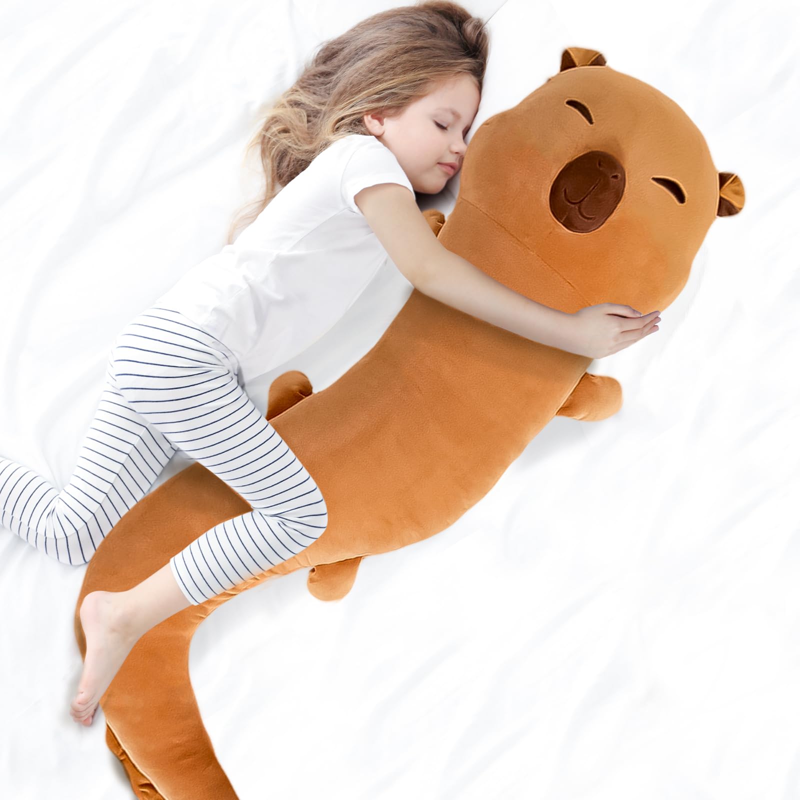 Tianmihou 48-inch giant capybara plush with glow-in-the-dark feature for cozy nights.