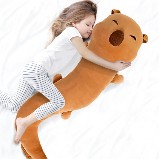 Tianmihou 48-inch giant capybara plush with glow-in-the-dark feature for cozy nights.