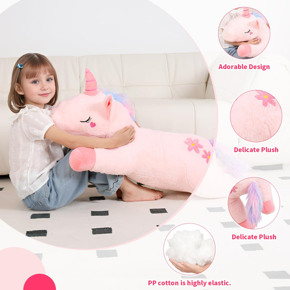 Tianmihou large rainbow unicorn stuffed animal ideal for bedtime storytelling.