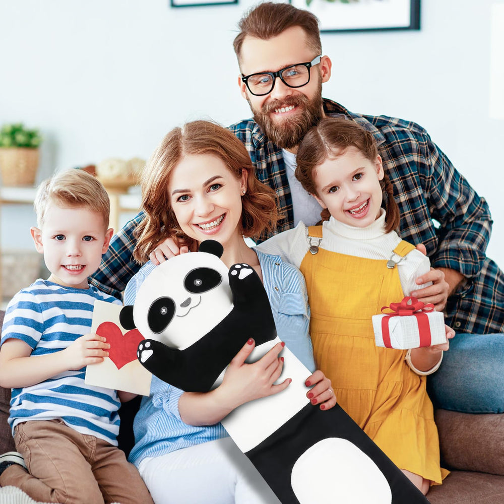 Tianmihou panda plush lying pose demonstrates versatile cuddle companion for play and rest.