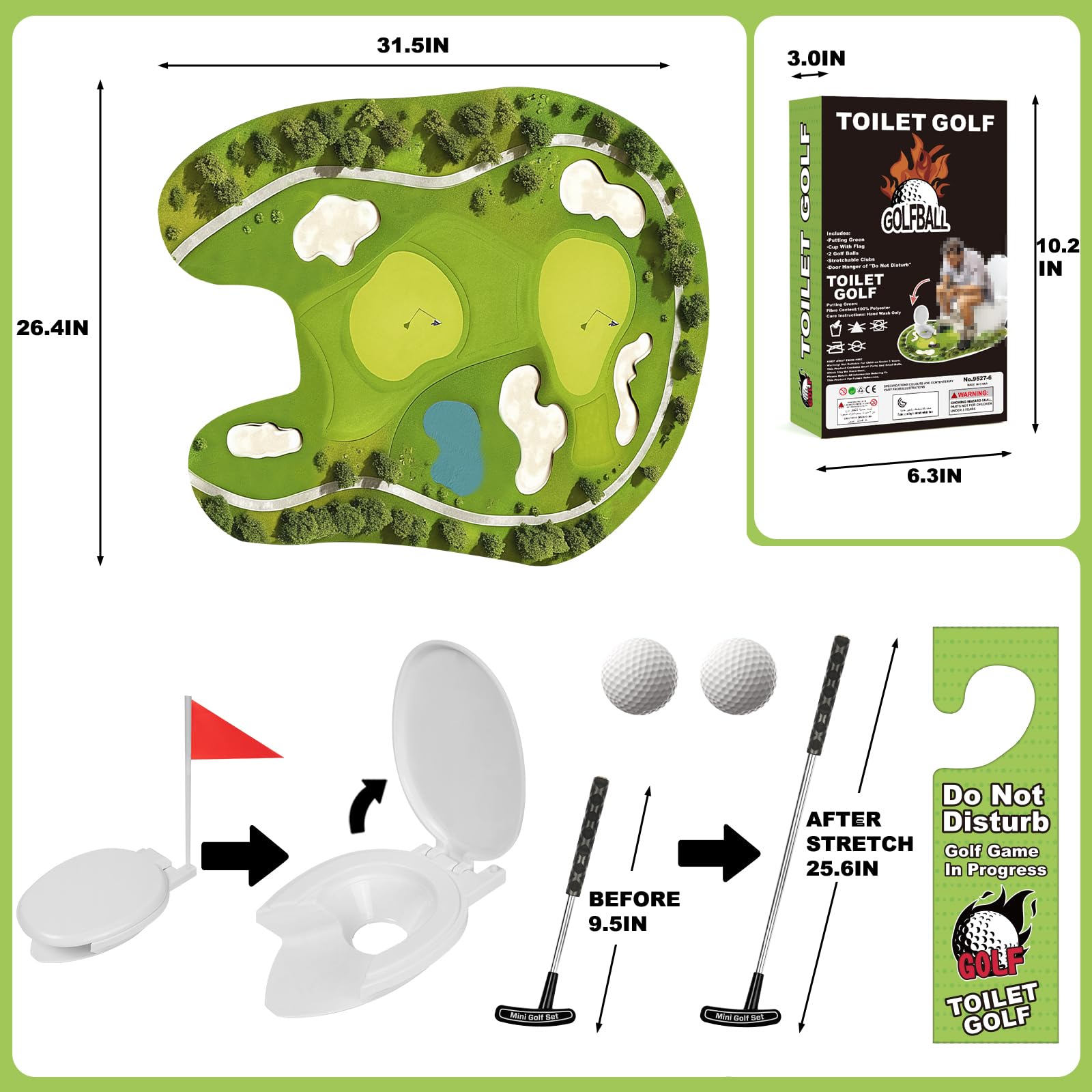 TIANSTIAL Toilet Golf Game golf balls for smooth putts and practice